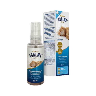 Frasco e caixa do spray ACALMA CATS para calma de gatos