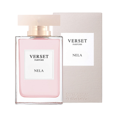 Frasco de perfume rosa Verset Parfums Nela com caixa bege
