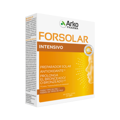 Caixa Forsolar Intensivo Arko Pharma preparador solar antioxidante laranja e branco