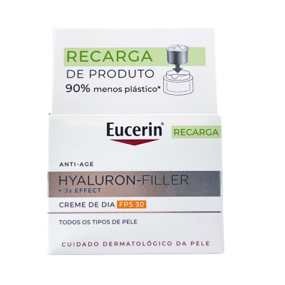 Embalagem branca de recarga de creme de dia anti-idade Eucerin Hyaluron-Filler