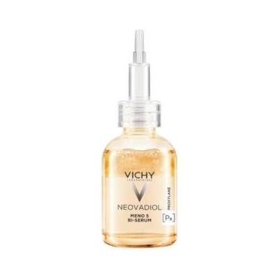 Frasco de sérum facial Vichy Neovadiol Meno 5 Bi-Sérum em vidro transparente