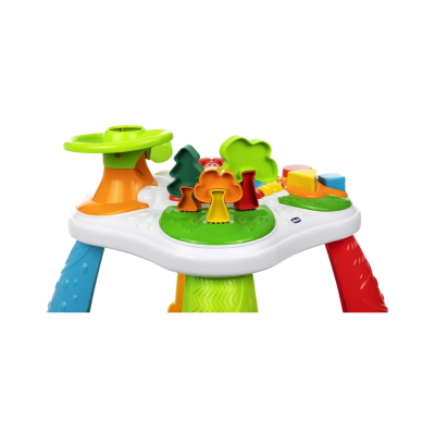 Brinquedo de atividade infantil colorido com formas de árvores e volante