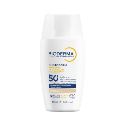 Frasco branco de protetor solar Bioderma Photoderm XDEFENSE ULTRA-FLUID 40 ml