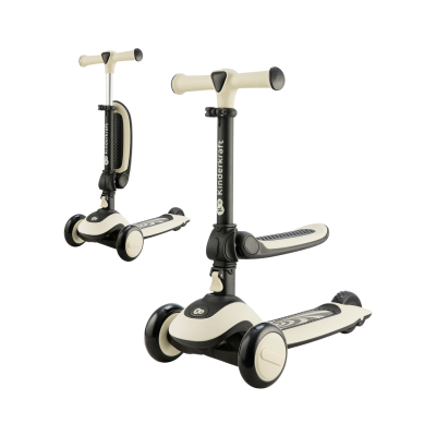 Trotinetes infantis preto e bege com três rodas e marca Kinderkraft