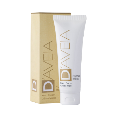 Creme de mãos DAVEIA com embalagem em tubo branco e caixa castanha