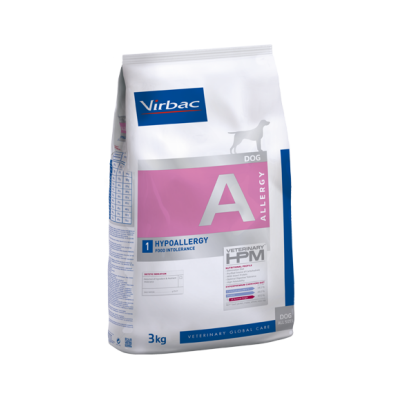 Embalagem de comida para cães Virbac Hypoallergy 3 kg branco, rosa e azul