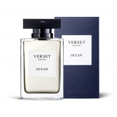 Frasco de perfume Verset Parfums Ocean com caixa azul