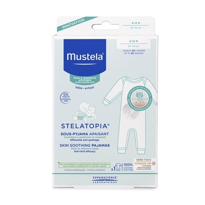 Embalagem de pijama para bebé Mustela Stelatopia branco e azul