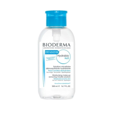 Frasco de solução micelar Bioderma Hydrabio H2O com tampa azul