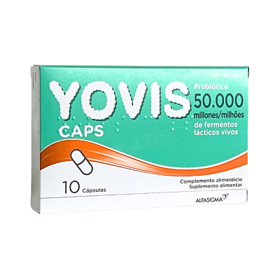 Embalagem de YOVIS CAPS probiótico com 10 cápsulas