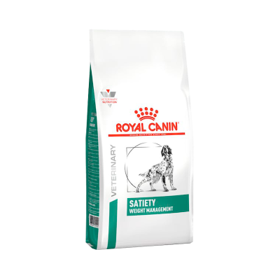 saco comida cães Royal Canin Veterinary Satiety Weight Management branco e verde