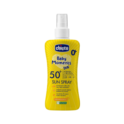 Frasco de protector solar Chicco Baby Moments Sun SPF 50+
