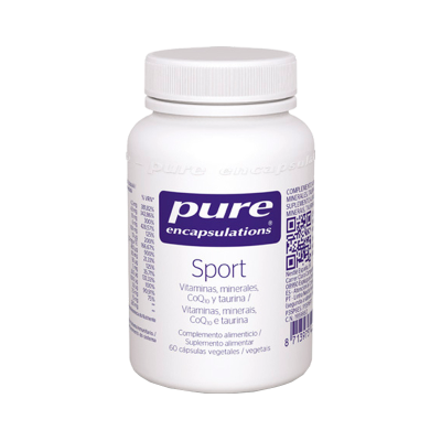 Frasco branco de suplemento alimentar Pure Encapsulations Sport