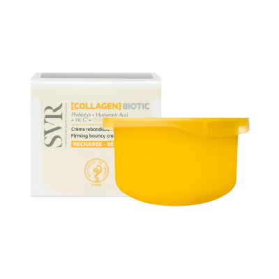 Creme firme de colagénio SYR em embalagem amarela com caixa branca