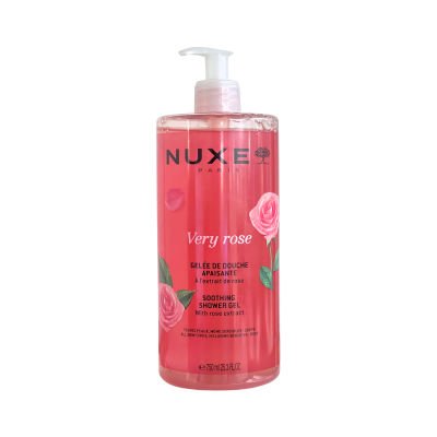 Garrafa de gel de duche rosa NUXE Very rose com doseador