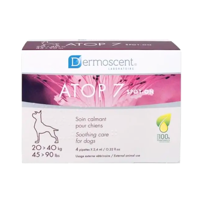 Embalagem de produto calmante para cães Dermoscent ATOP 7 SPOT ON