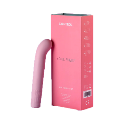 Vibrador rosa com caixa cor-de-rosa com texto
