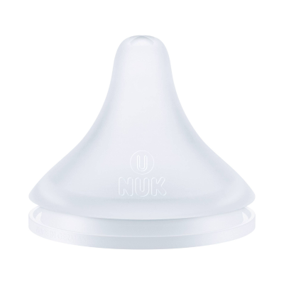 Chapéu de chupeta branco translúcido NUK com base circular branca