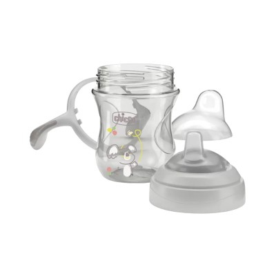 frasco transparente para bebé com asa e tetina