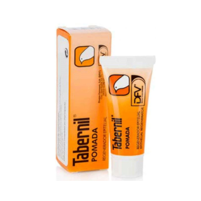 Embalagem e tubo de pomada Tabernil cor laranja