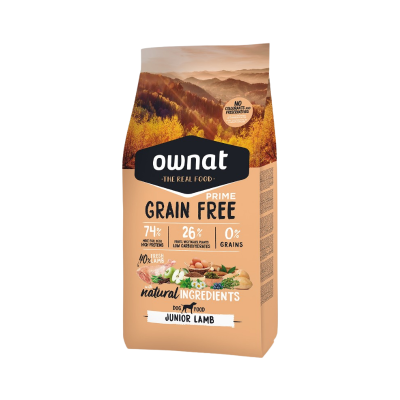 Pacote de ração Ownat Grain Free Junior Lamb para cães