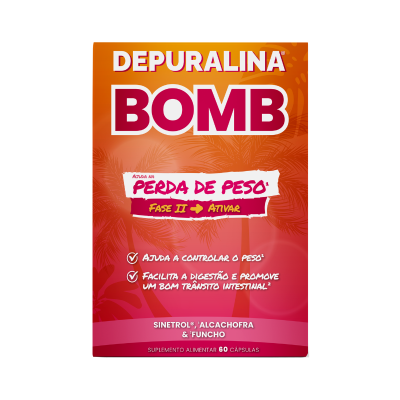 Embalagem suplemento alimentar Depuralina Bomb perda de peso e digestão