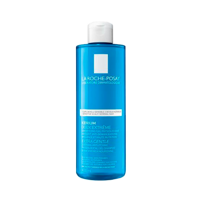 Frasco azul de gel de banho ou shampoo La Roche-Posay