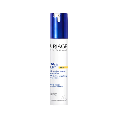 Frasco frasco creme dia protetor Uriage Age Lift com tampa azul