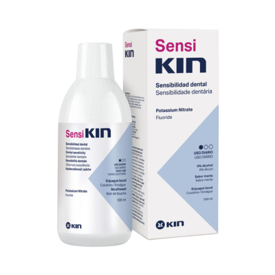 Frasco e caixa de produto para sensibilidade dentária Sensi KIN