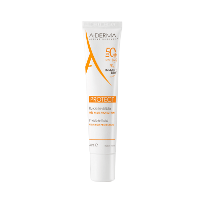 Tubo branco de fluido invisível A-DERMA SPF 50+