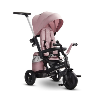 triciclo carrinho rosa com estrutura preta e capota para criança