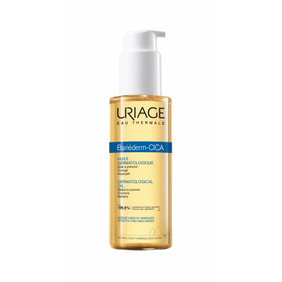 Frasco de óleo dermatológico URIAGE Bariederm-CICA com doseador branco