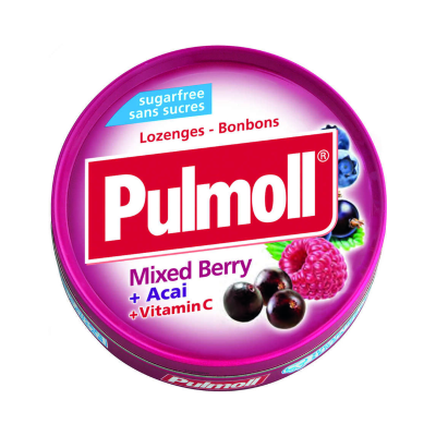 Lata roxa de pastilhas Pulmoll Mixed Berry + Acai com vitamina C