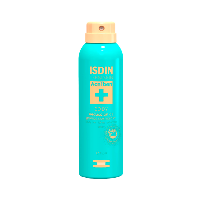 Frasco spray ISDIN Acniben teen skin 150ml azul turquesa com tampa alaranjada
