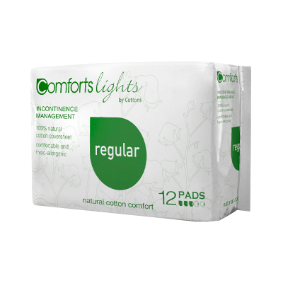Embalagem de pensos higiénicos Comforts lights regular 12 unidades