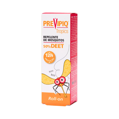 Embalagem de repelente de mosquitos PREVIPIQ Tropics 50% DEET roll-on