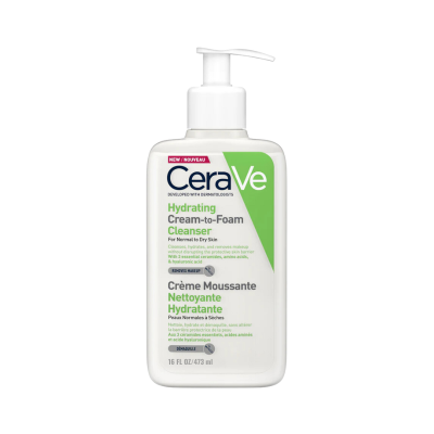 Frasco de limpeza facial CeraVe Hydrating Cream-to-Foam Cleanser