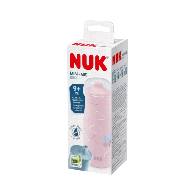 Embalagem de biberão rosa NUK MINI-ME SIP para crianças 9+ meses