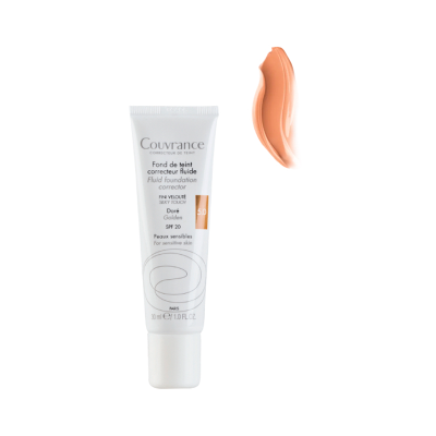 Base líquida corretora Couvrance em embalagem branca com tampa