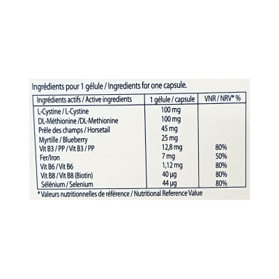 Etiqueta de ingredientes ativos para suplemento alimentar em cápsula