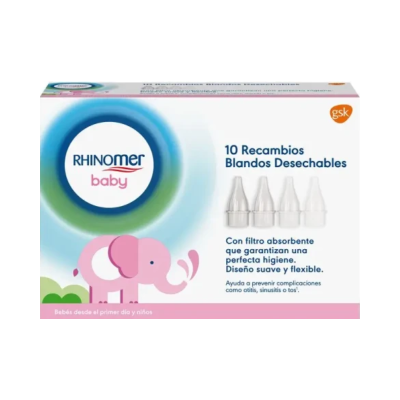 Embalagem de recargas descartáveis Rhinomer baby com ilustração de elefante cor-de-rosa