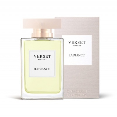 Frasco de perfume VERSET PARFUMS RADIANCE com embalagem creme