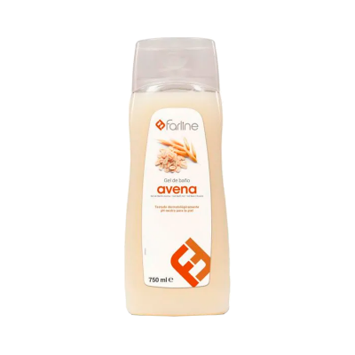 Frasco de gel de banho Farline aveia beige com tampa branca