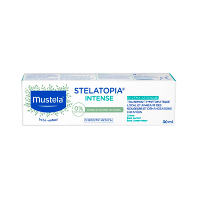 Embalagem de creme Stelatopia Intense da Mustela para eczema atópico, 30 ml