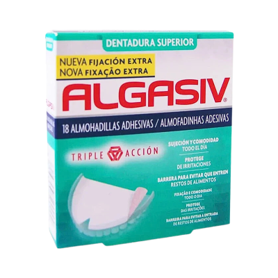 Caixa de almofadinhas adesivas para dentadura superior ALGISAV