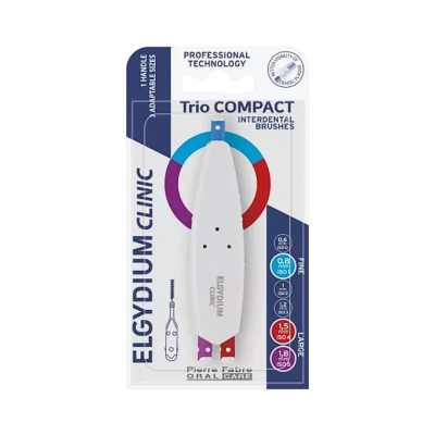 Escova interdental Trio Compact Elgydium Clinic em embalagem