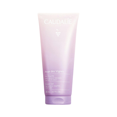 Gel de duche Caudalie embalagem lilás degradê 200 ml