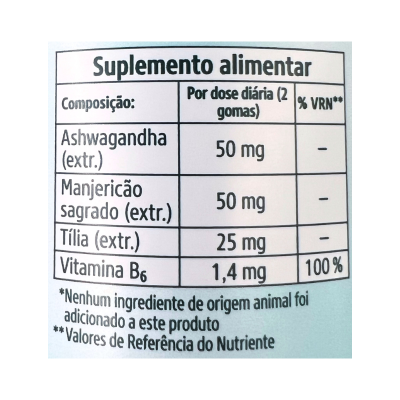 Etiqueta de suplemento alimentar com composição e doses