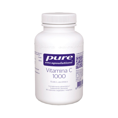 Frasco branco de suplemento Vitamina C 1000 da pure encapsulations