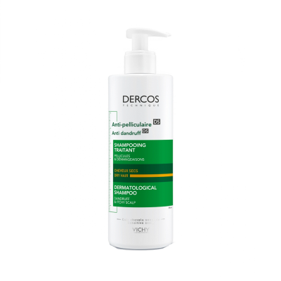 Frasco de champô dermatológico Dercos Technique para cabelo seco e anti-caspa